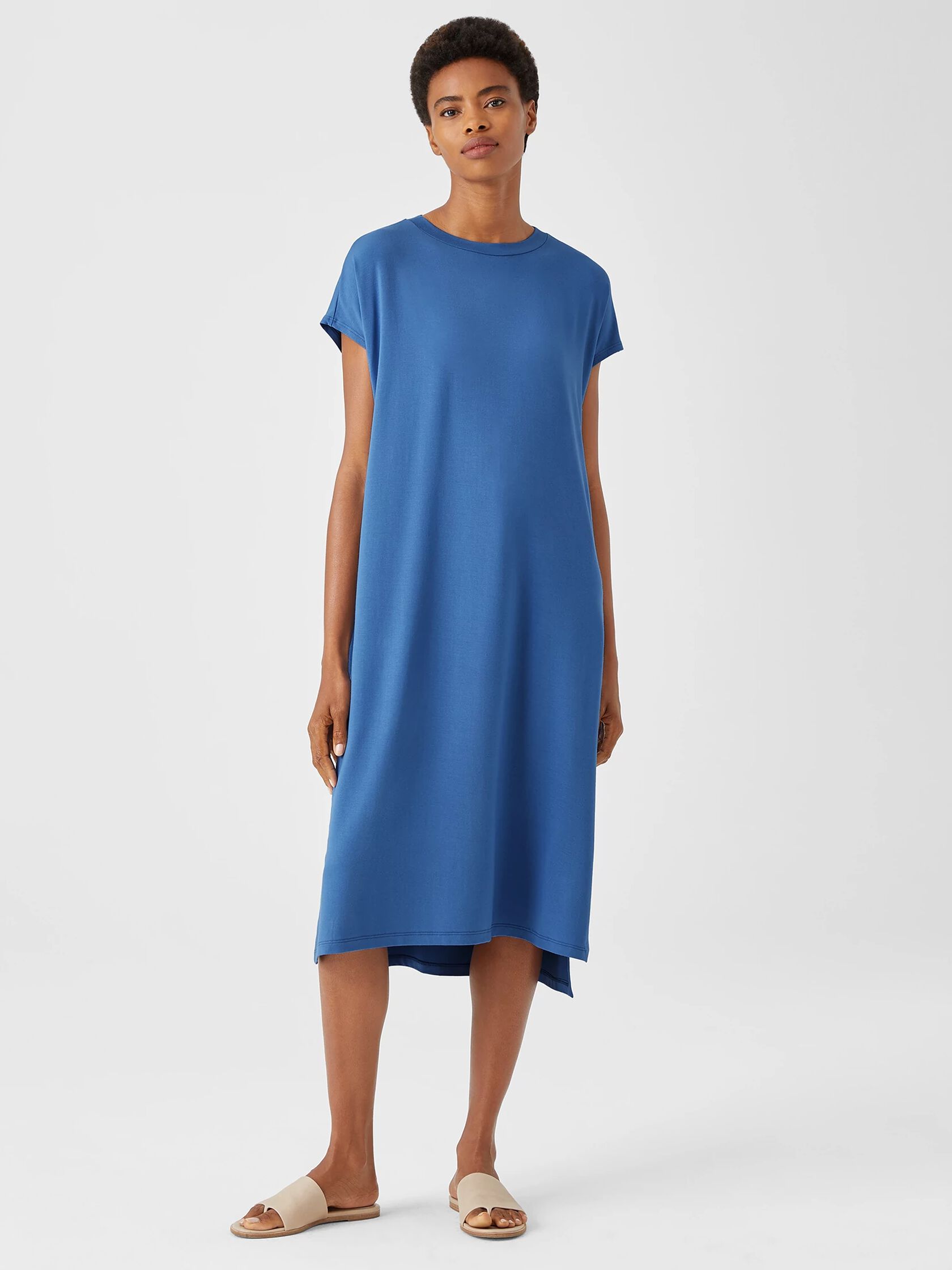 Viscose Jersey Crew Neck Dress
