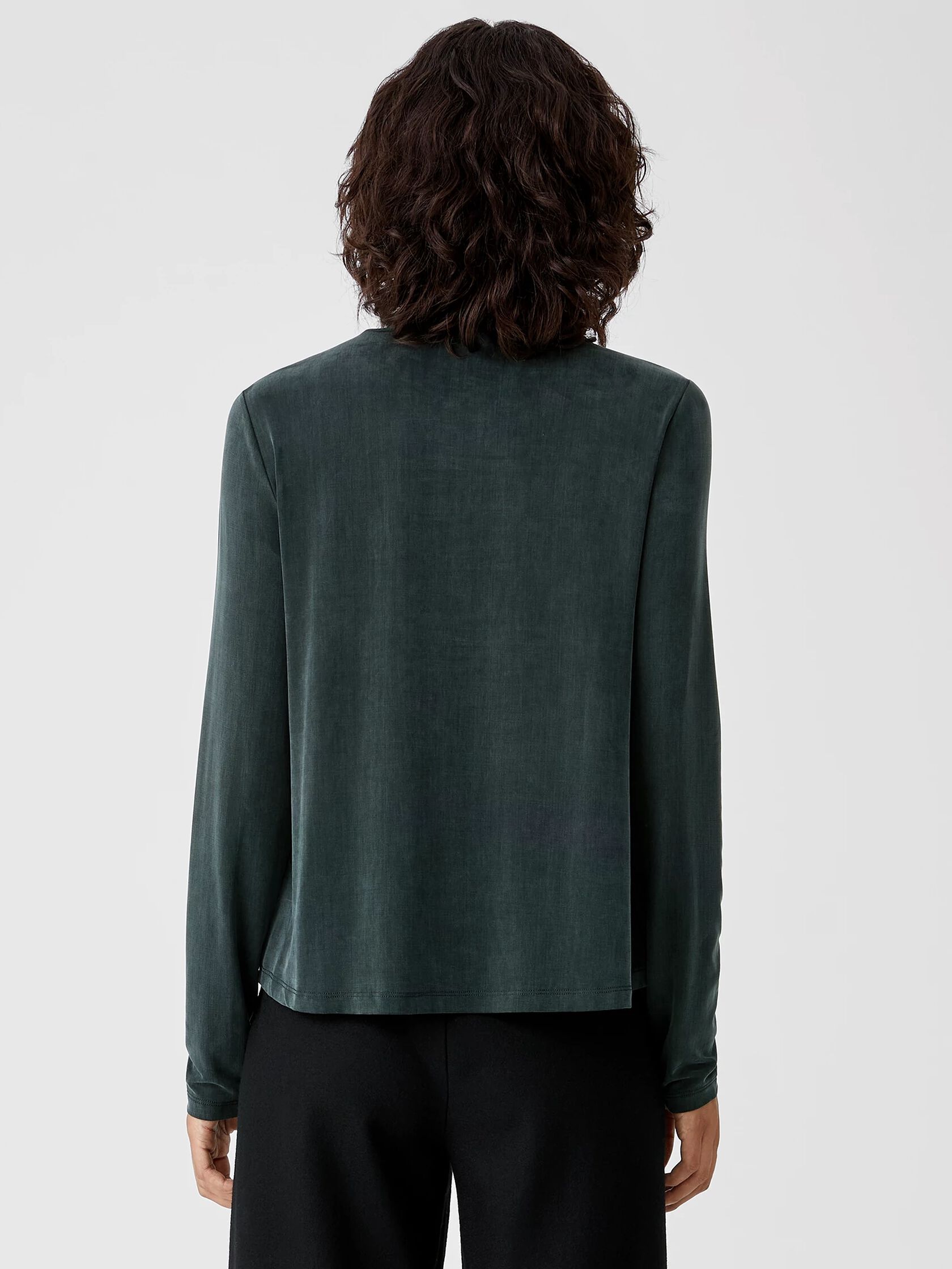 Sandwashed Cupro Knit Mock Neck Top