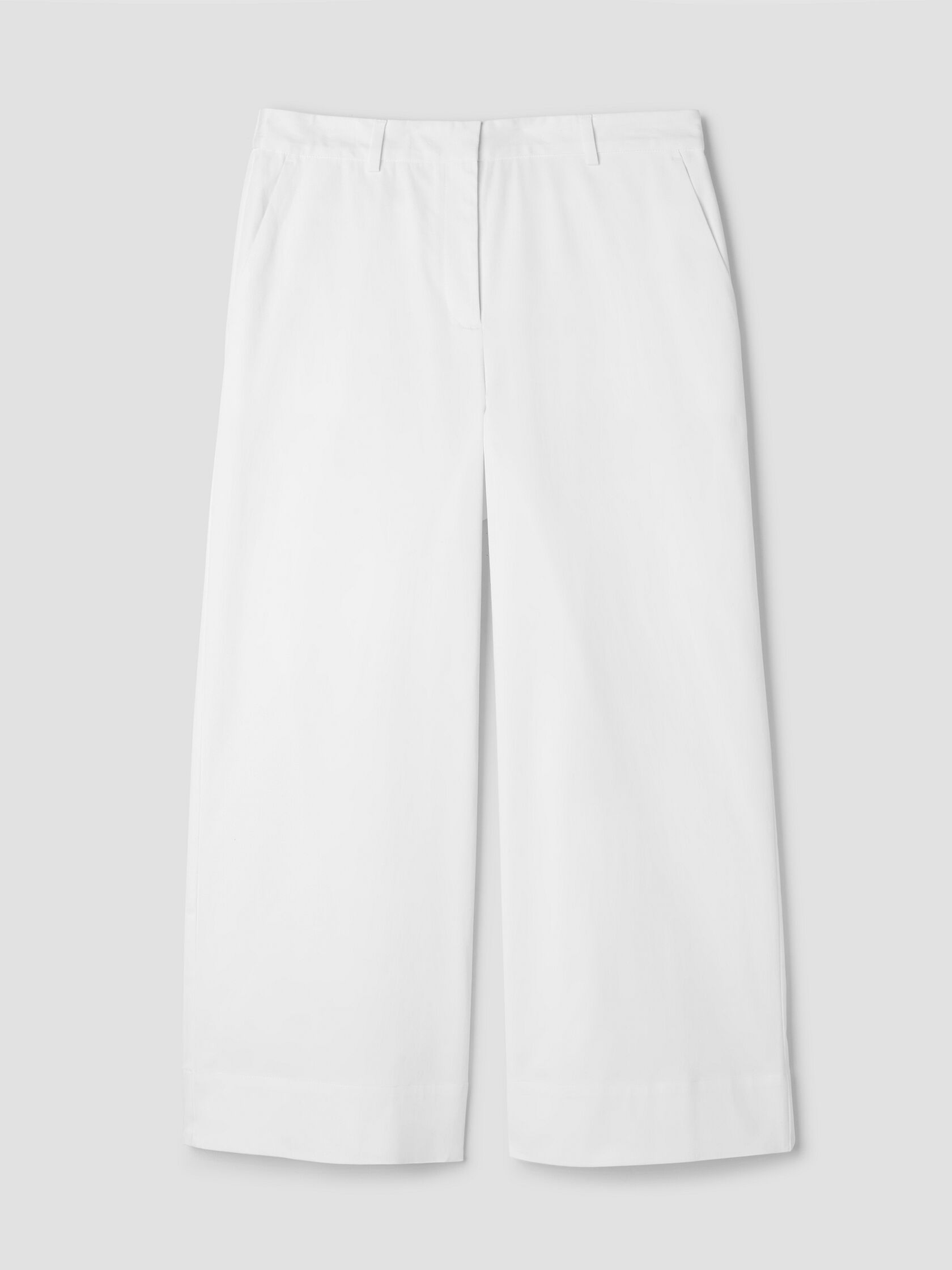 Stretch Cotton Twill Wide-Leg Trouser Pant