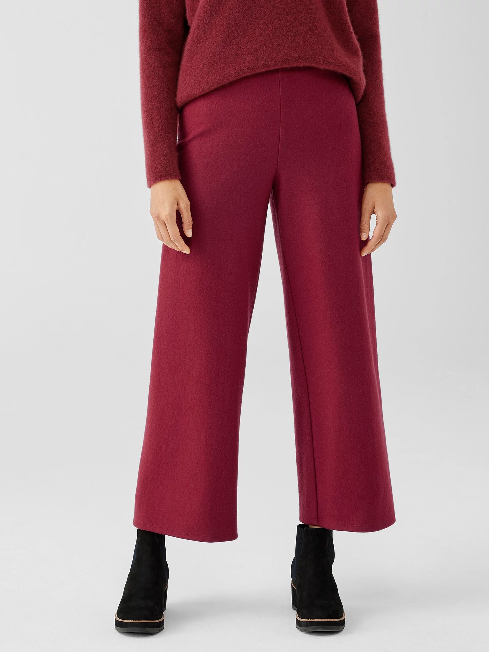 Boiled Wool Jersey Wide-Leg Pant